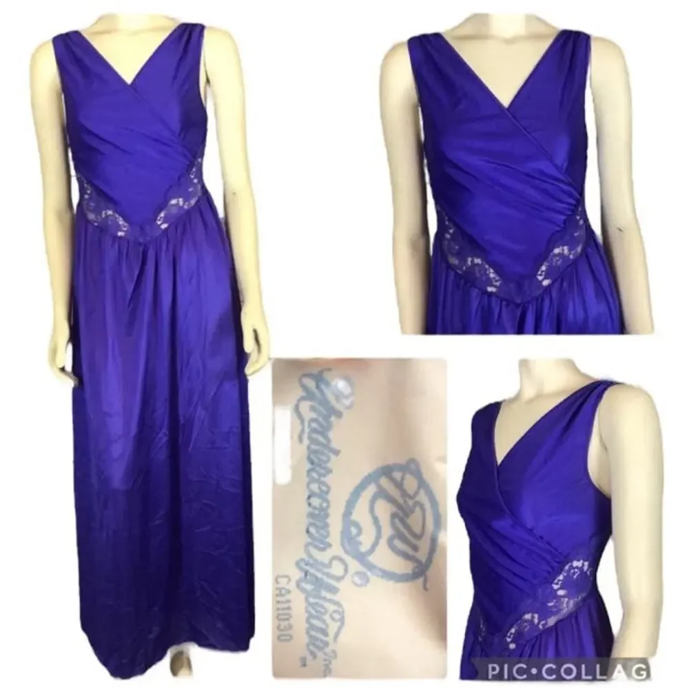 Vintage Undercover Wear Purple Lacy Nightgown Slip Dress USA made size small